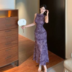 New Chinese Style Bamboo Improved Qipao Dress Women Slim Fit Bodycon Long Dress