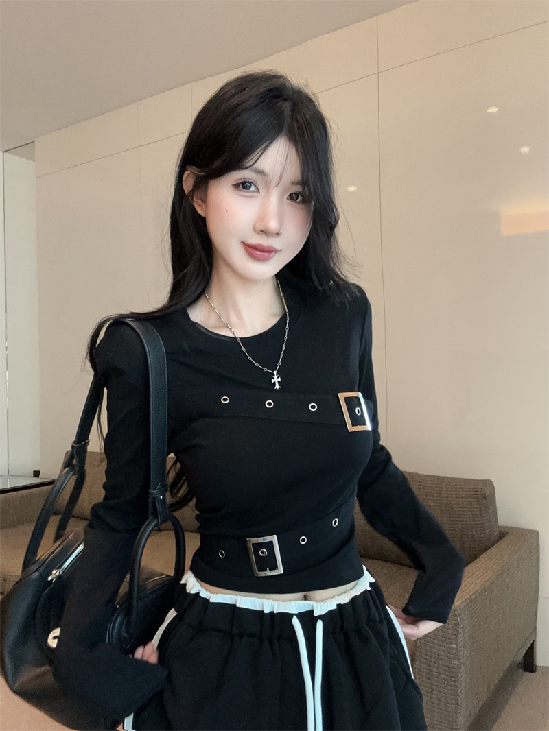 2025 Korean Style Round Neck Long Sleeve Slim Fit Women T-Shirt - Image 2