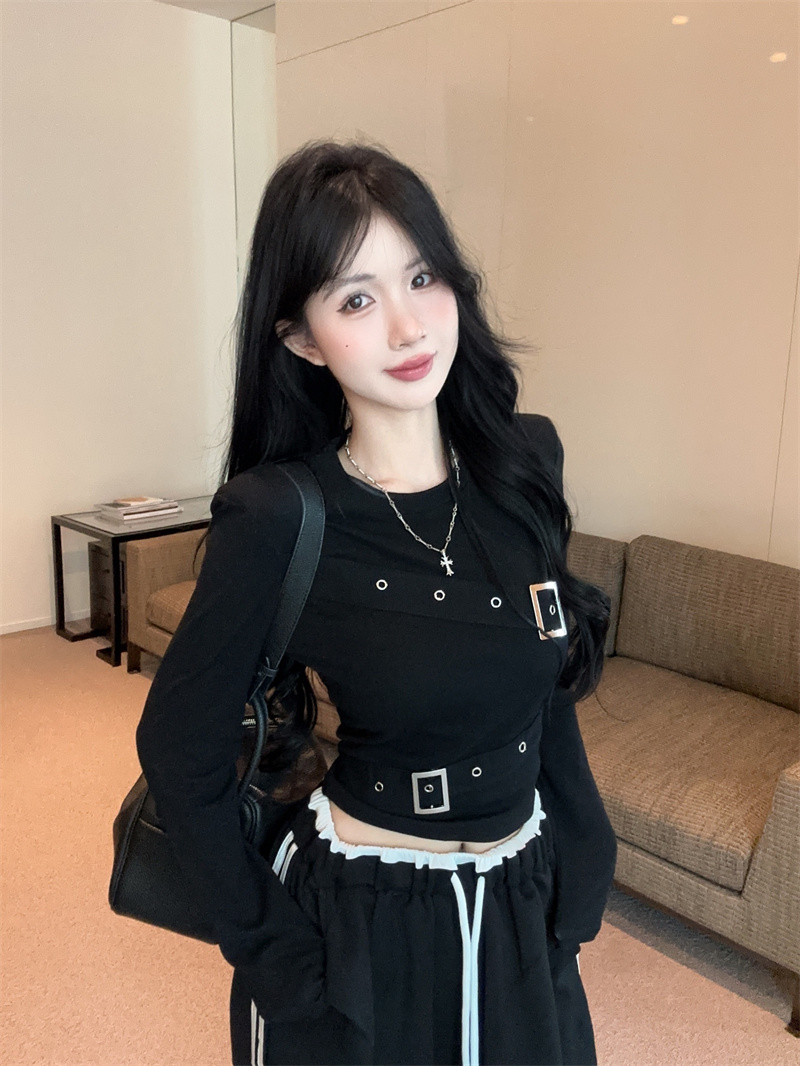2025 Korean Style Round Neck Long Sleeve Slim Fit Women T-Shirt - Image 3