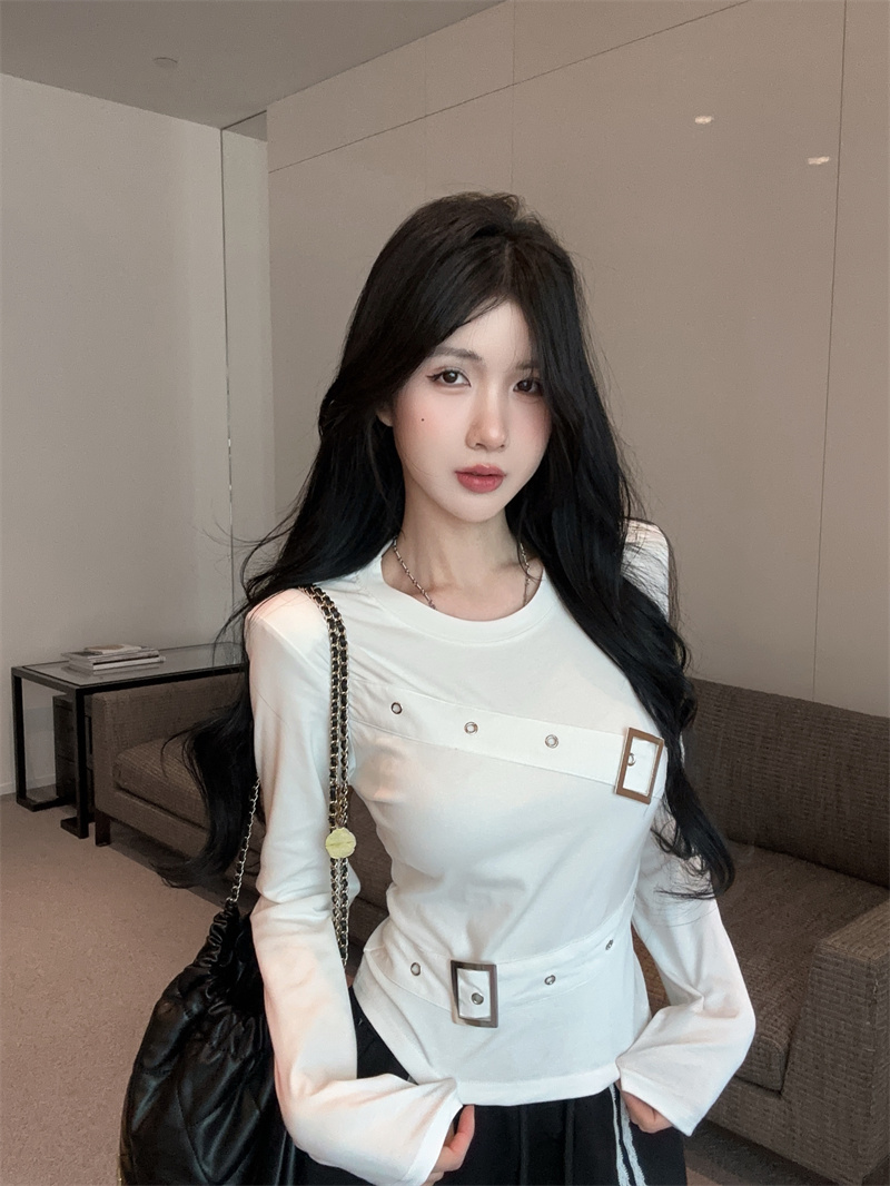 2025 Korean Style Round Neck Long Sleeve Slim Fit Women T-Shirt - Image 4