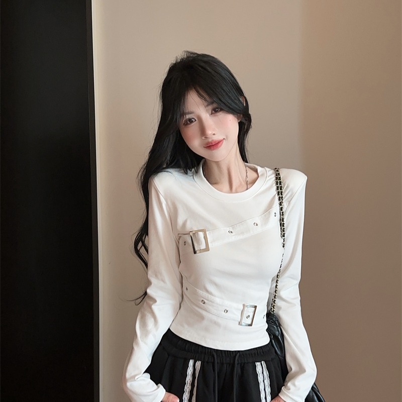 2025 Korean Style Round Neck Long Sleeve Slim Fit Women T-Shirt - Image 5