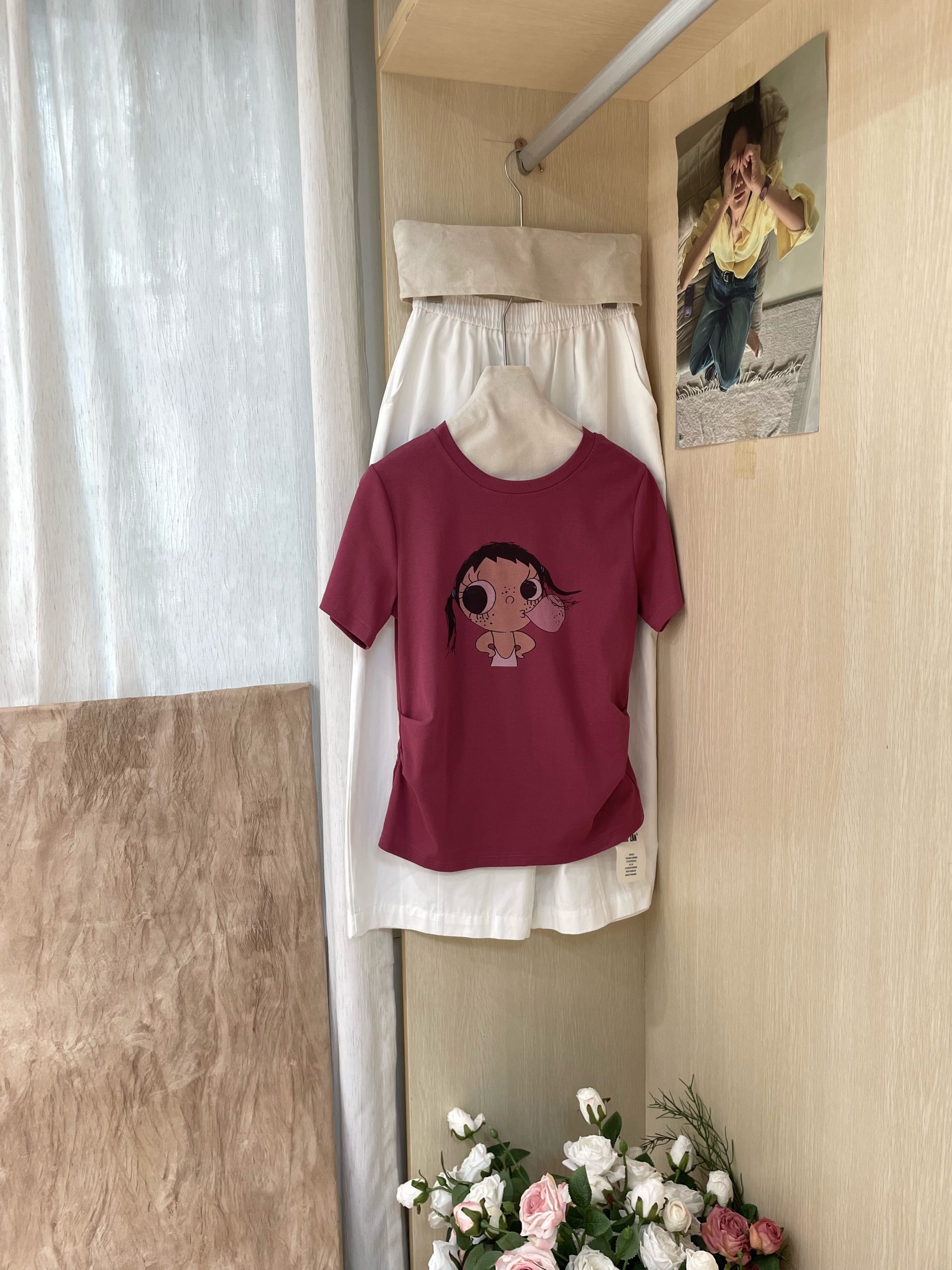 Cute Bubble Girl Print Slimming Short Sleeve T-Shirt and Pants Two-Piece Set - Image 3