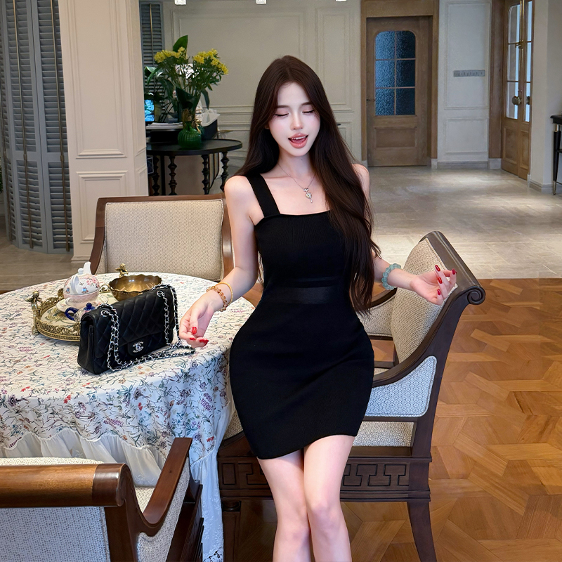 Black Bodycon Cami Dress Women Sexy High Waist Sleeveless Mini